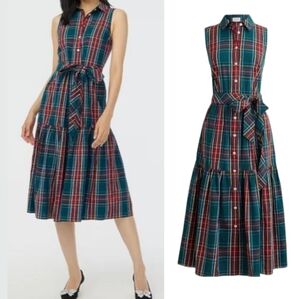 J. Crew Tartan Plaid Tiered Shirtdress